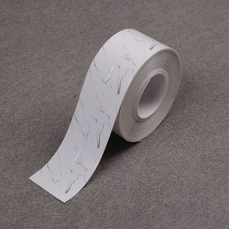 E-shop 1 Rolle selbstklebender Badezimmer-Toiletten-Kantenschutzstreifen – wasserdichter Fugendichtungsstreifen mit Marmormuster, geeignet für