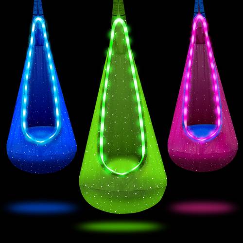 1 set of led no led lighting hammock rocking chair with air pillow and mounting kit 16 color lighting variable remote control indoor and outdoor use durable nylon fabric suitable for bedrooms study balcony ideal for holiday gifts