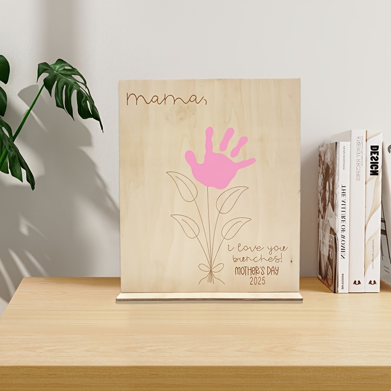 

1 Set Of Wooden Day Handprints, Diy Handprint Logos, Gifts For Mothers, Day Wooden Handprint Bouquet Crafts, Day Desktop Decoration Souvenirs