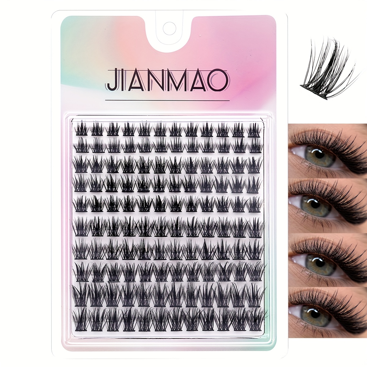 Image of 120 Clusters Jianmao False Eyelashes, 10-16mm C , Natural Look, Easy To Apply For Beginners, Portable Size, Mixed Lengths, Plant Squalane Material
