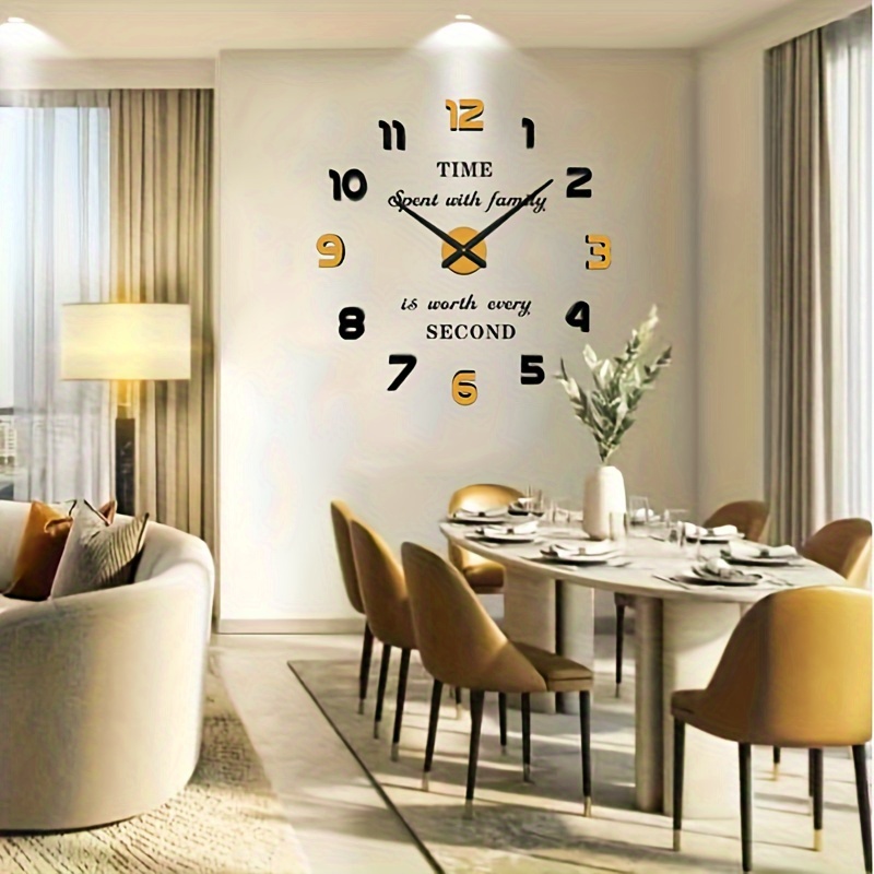 

Large Acrylic Wall Clock With Arabic - Silent, Battery Powered Round Clock For Living Room Decor, Decorative Time With Family Clock, Flat Crown, Requires 1 Aa Battery (not Included)