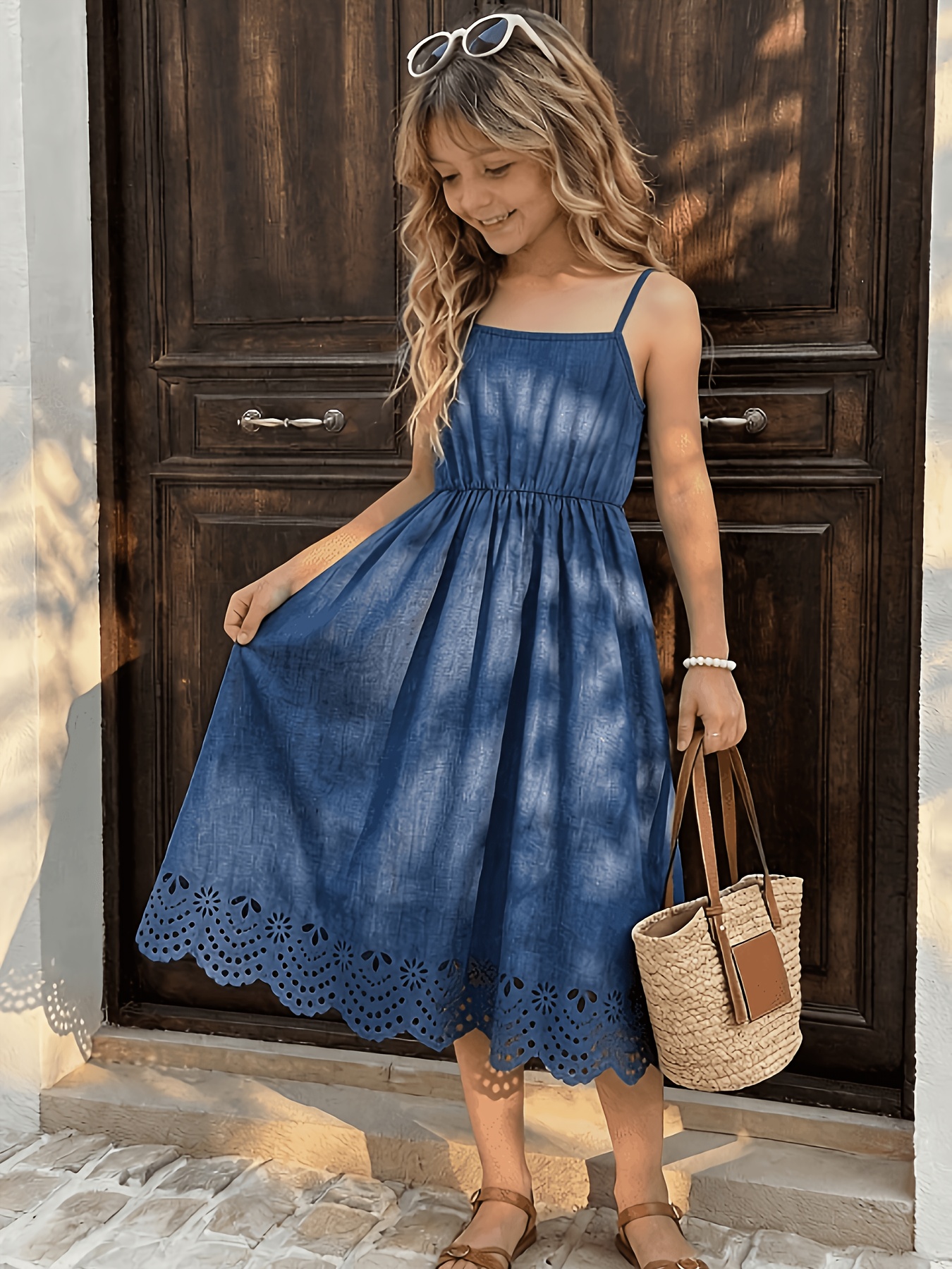 laser cut hem dress Black Scallop Edge Mid Length Dress With Laser Cut Hem