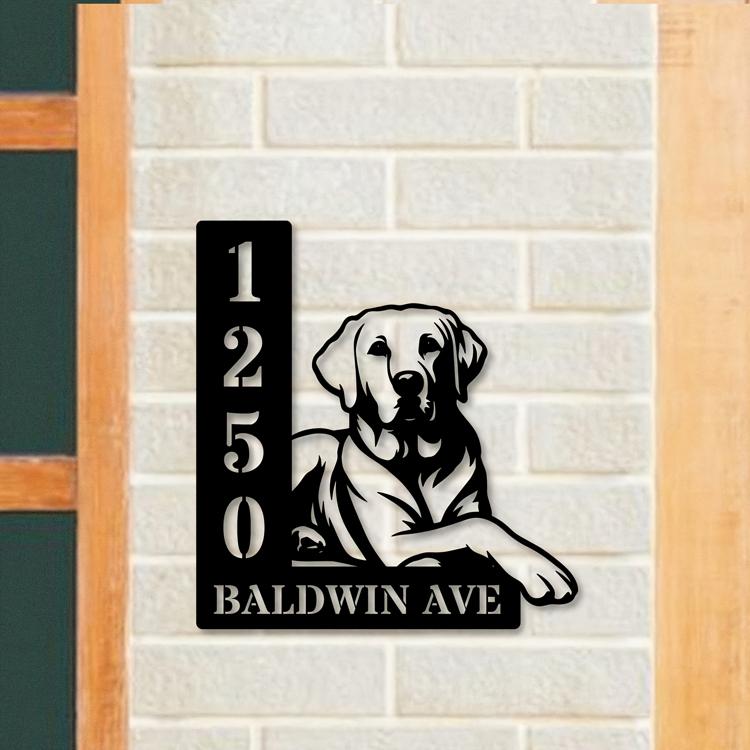 TEMU 1 Personalized Labrador Address Plaque - Self- House Number With Pre- Adhesive Backing, Matte Acrylic For Indoor/outdoor Decoration - Ideal Gift