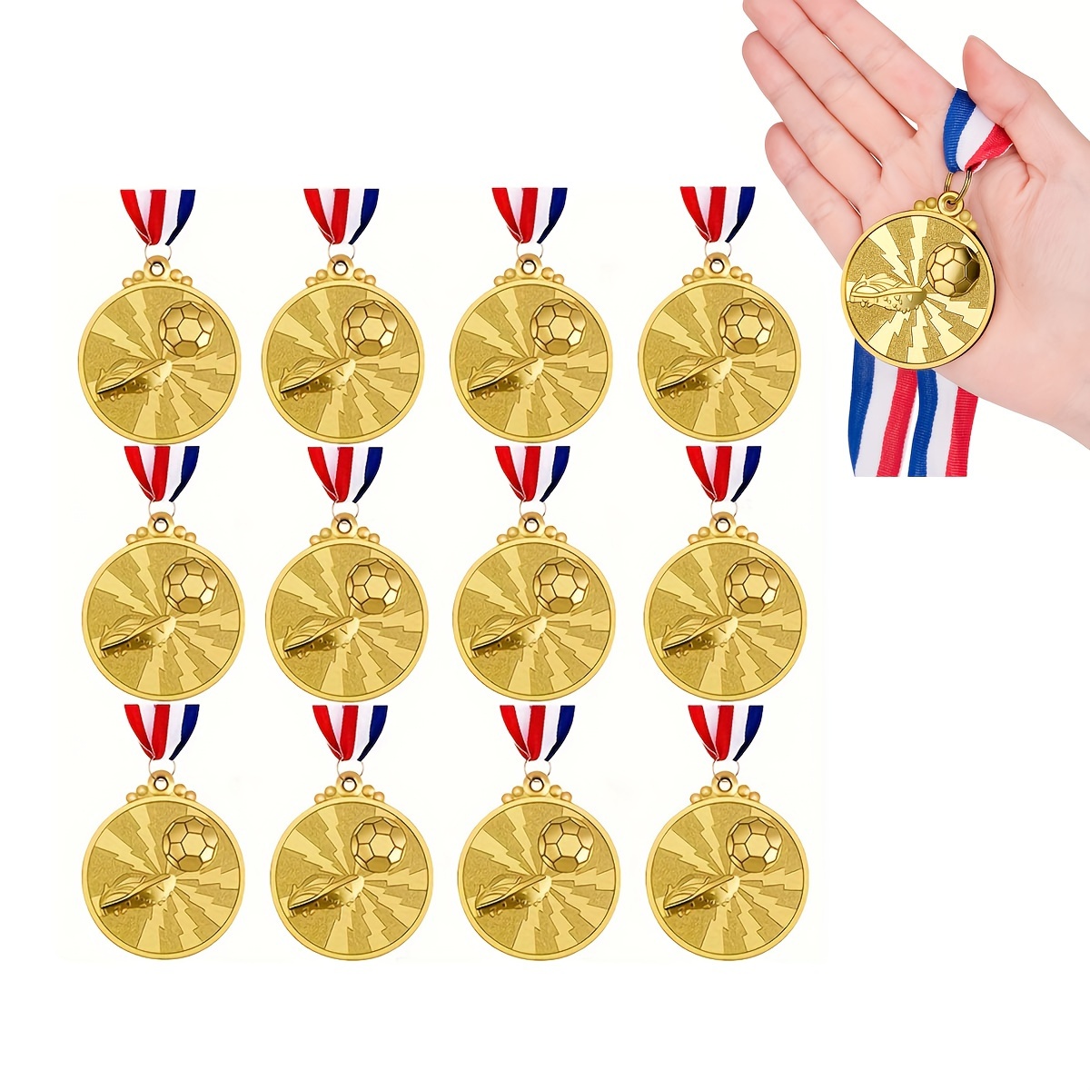 

12-pack Premium Soccer Medals - Perfect For Tournaments, School Sports & Club Competitions | Durable Metal Design To Celebrate Achievements