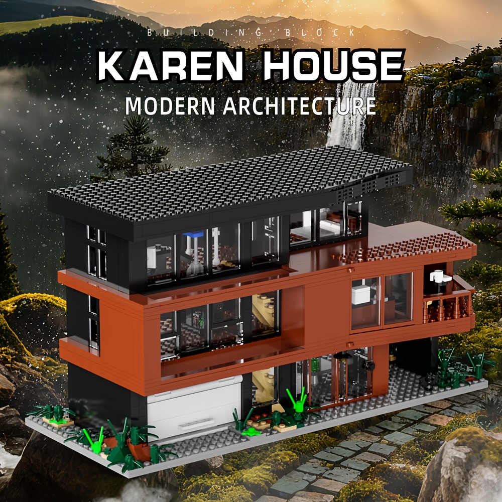 973pcs House Building Block Set, Mixed Large Assembly Model, Abs Material Safe And Durable, Essential For Holiday Decorations, Ideal For Birthdays/gifts