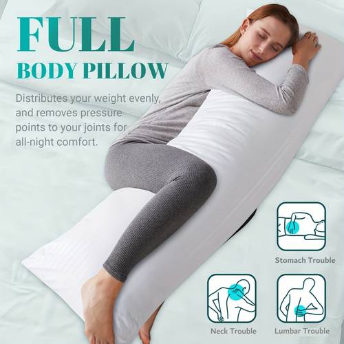 1pc white full body pillow insert fluffy long bed pillow for adults firm large body pillow for side and back sleepers 20x54 inch