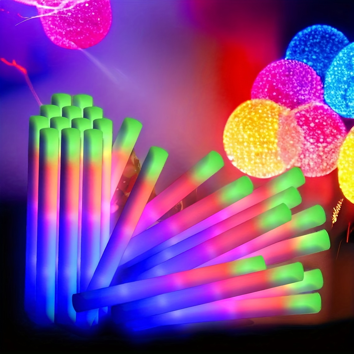 

42pcs Led Glow Sticks - Multicolor Flashing Light Up Wands, 3 Vibrant Colors, Ideal For Parties, Weddings, Raves, Concerts, Camping, And Sporting Events