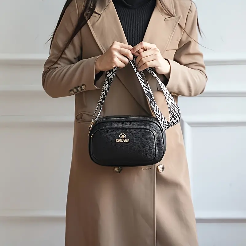 an elegant and versatile small square bag for women a49 made of pu material shoulder bag reading bag mobile phone bag three zippers three storage can store mobile phones wallets coin purses etc suitable for etc details 4