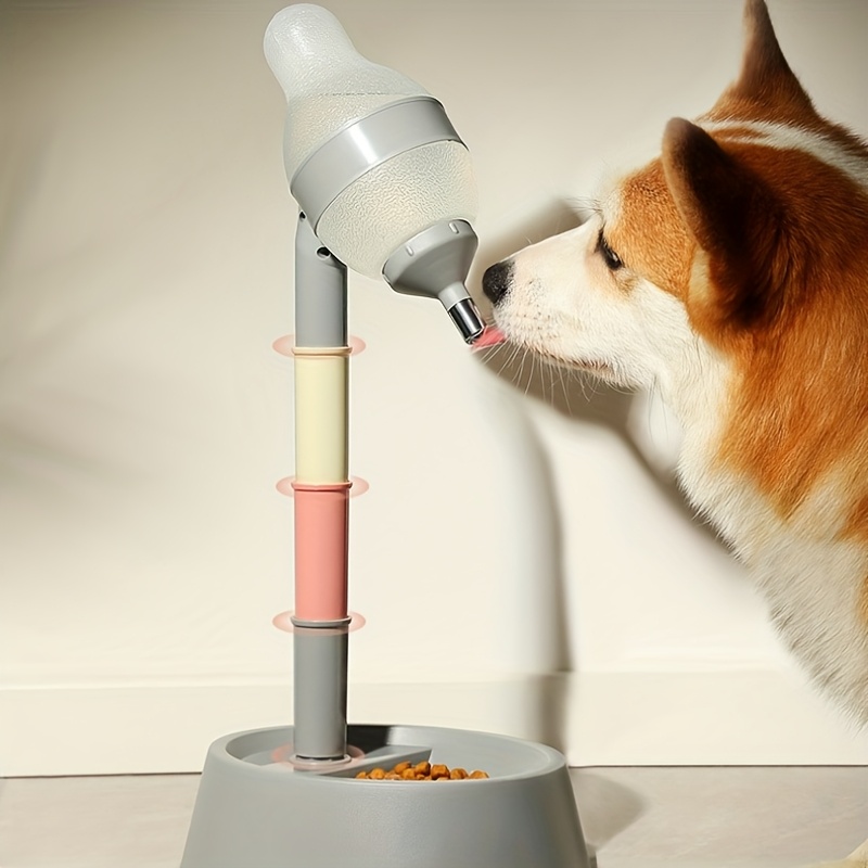 TEMU Dog Water Dispenser With Design Adjustable Hanging Bottle Integrated Feeding Container No-battery Operation Easy- Pet Hydration Solution For Dog
