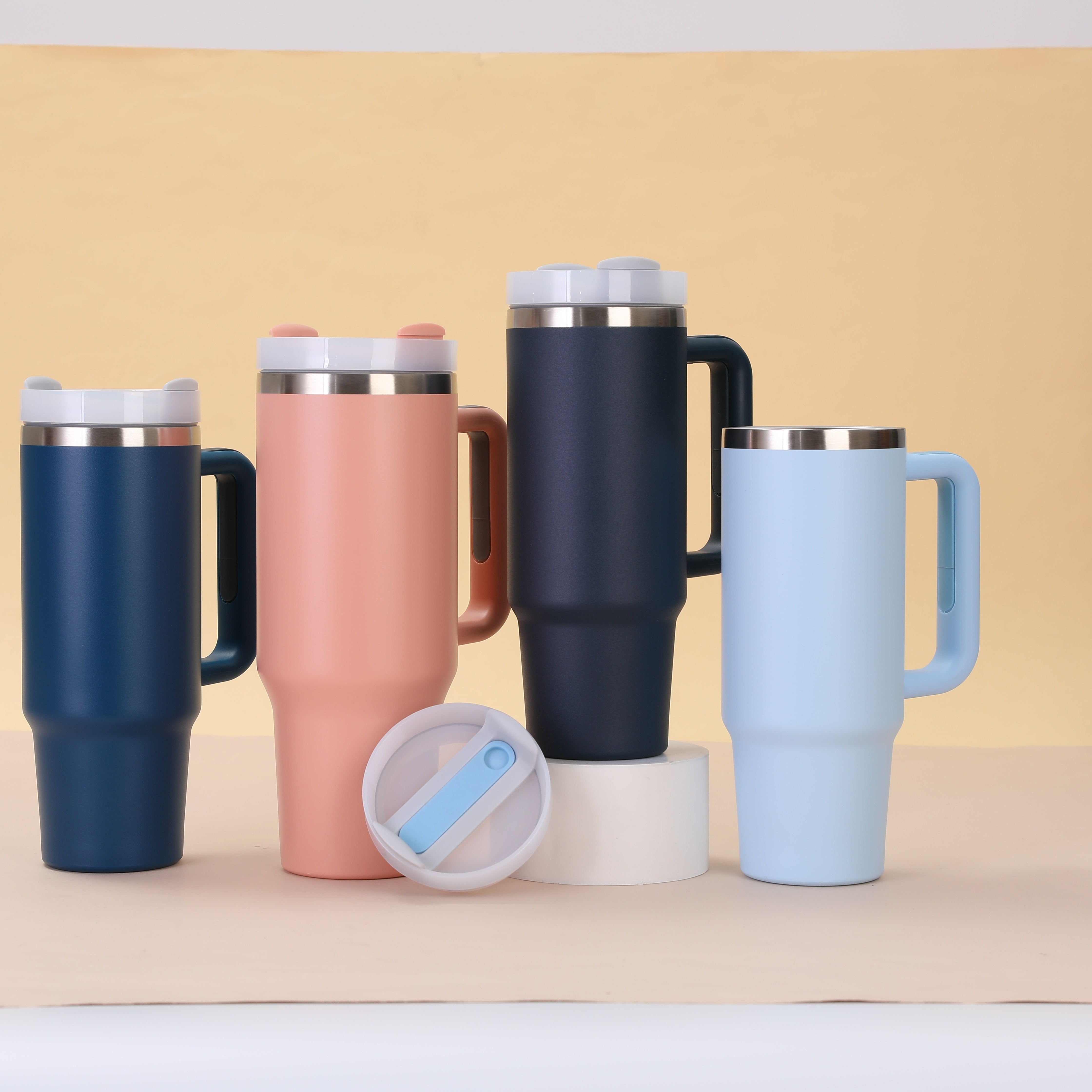 1pc insulated stainless steel tumbler with straw and handle durable reusable cup for hot cold drinks   car travel outdoor activities and gifts for holidays and birthdays travel drinkware modern tumbler insulated cup details 2