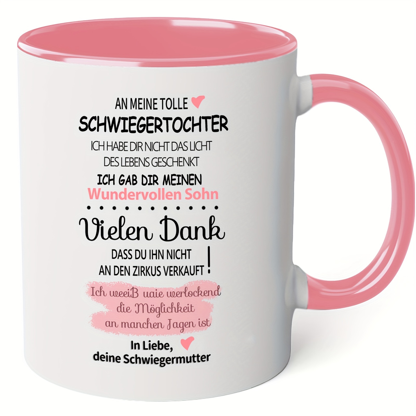 

1pc, German Coffee Mug For Daughter In Law, Ceramic Coffee Cups From Mother In Law, Water Cups, Summer Winter Drinkware, Birthday Gifts, Holiday Gifts