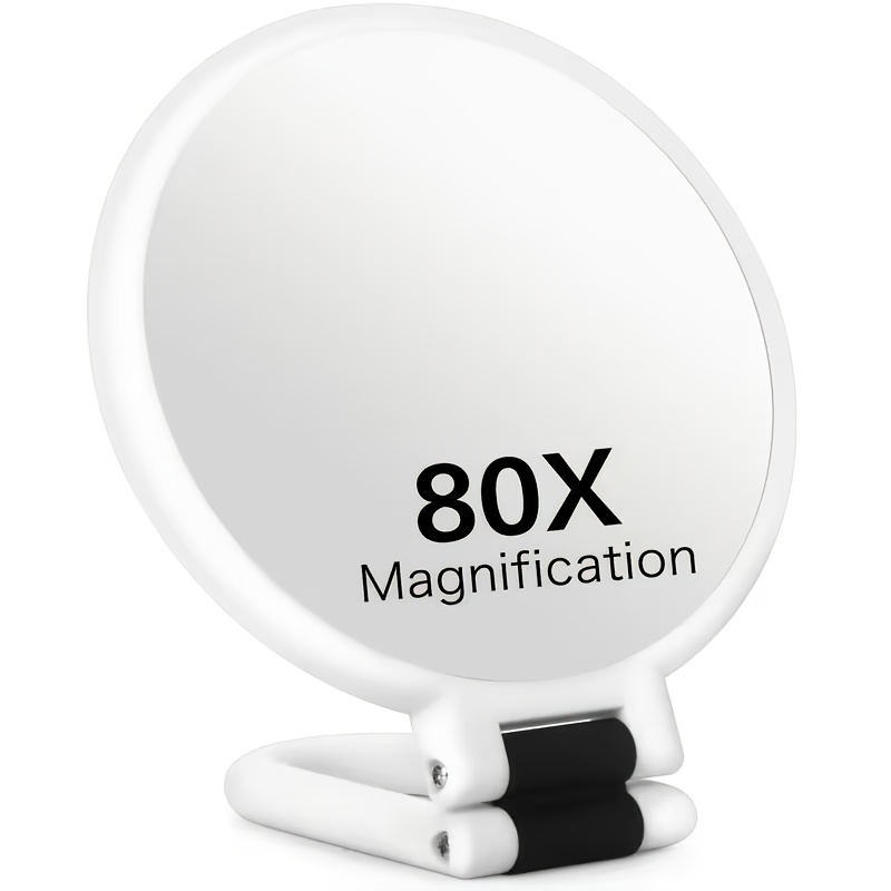 TEMU 1 X de Maquillage à Loupe Double Face Portatif, Grossissement 1x/80x, Surface de HD/Matériau ABS de Haute Qualité, de Table Pliant Suspendu