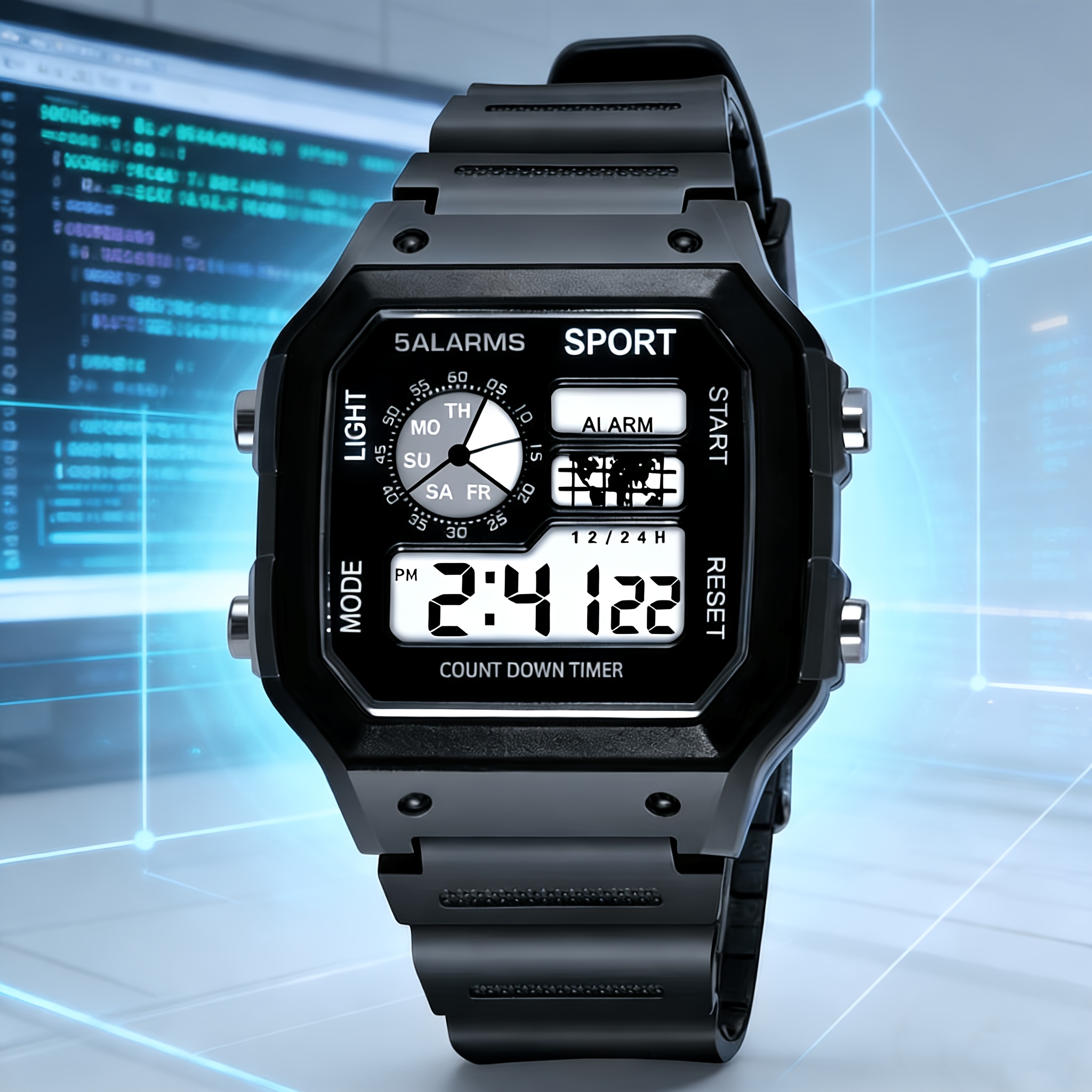 1pc Casual Digital Watch for Students And Teens – Sporty Design with Alarms, Stopwatch Timing, And 12/24H Time, Soft Strap Multifunctional Wristwatch
