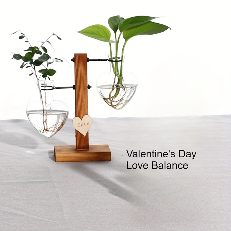 Elegant Vintage-Inspired Hydroponic Glass Vase With Wooden Stand - Versatile Indoor/Outdoor Plant Terrarium For Home &amp; Office Decor