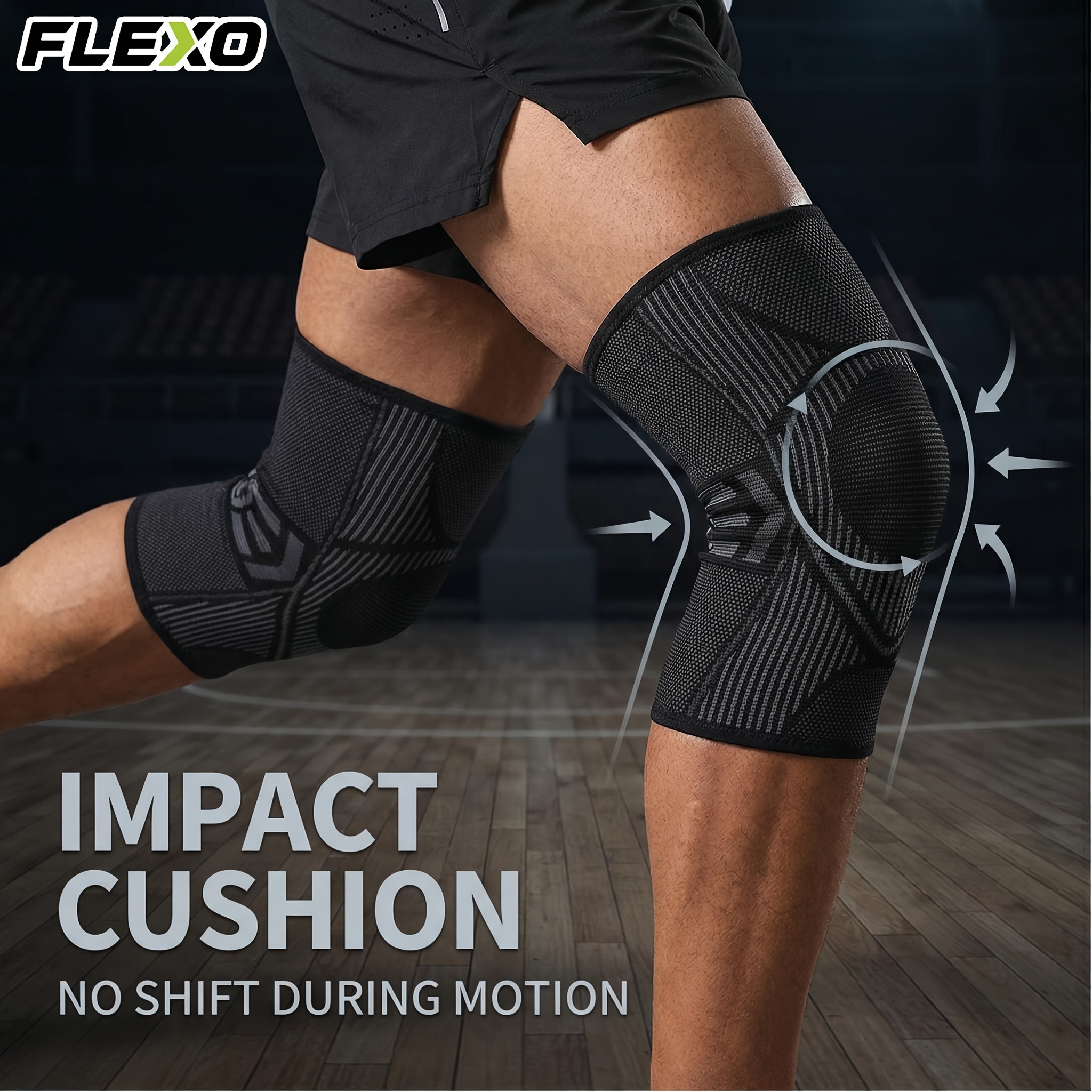 TEMU 2pcs Flexo Compression Knee Sleeve | Breathable, Non-slip, Ideal For Running, Volleyball, Basketball, Yoga, Tennis, Football