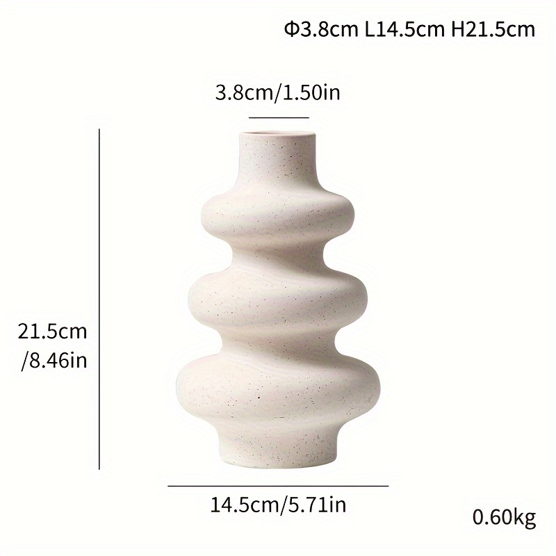 TEMU Decorative Vase, Ceramic Vase, Pampas Grass Vases Matt, Handmade Dried Flower Containers, Flower Plant Containers, Arts And Crafts Ornaments,