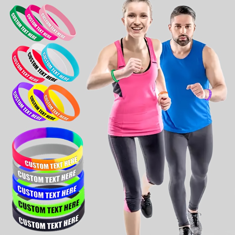 55pcs Custom Silicone Wristbands with Letter Patterns
