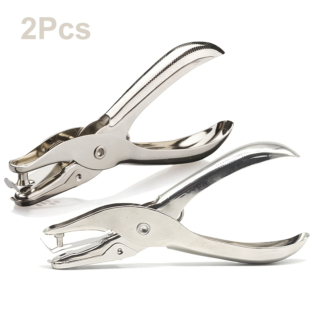 Image of 2pcs Hole , 3mm And 6mm Circle Single Hole Paper Punch, 8 Sheets Capacity Hole Punch, Metal Handheld Hole Puncher For Office, Craft Paper, Gift Tags Clothing Ticket, Shrink Sheet