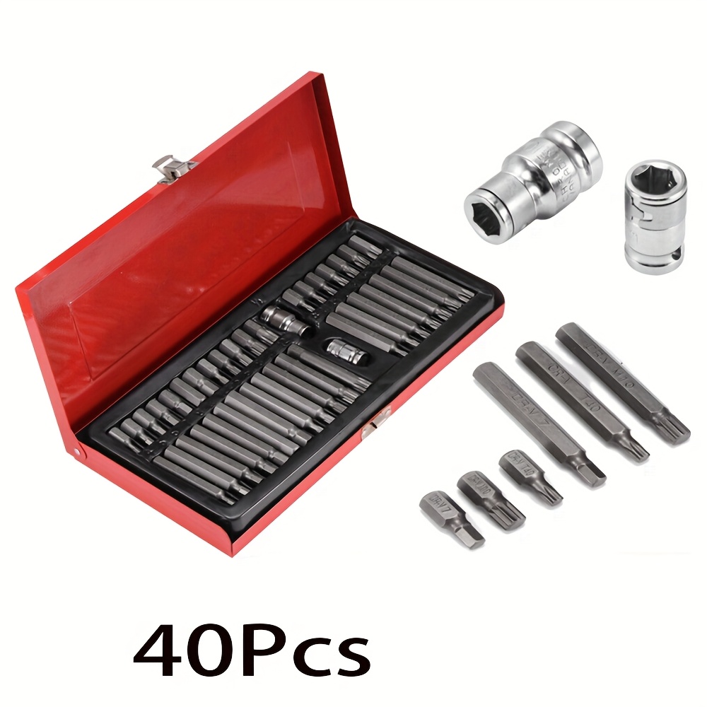 40pcs Allen Key Torx Hex Star Socket Bit Set Handle Tools Kit With