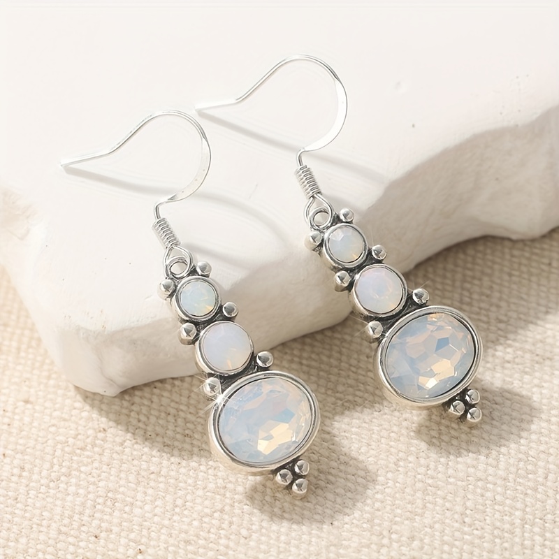 E-shop Damen Hypoallergene Elegante Synthetische Mondstein Lange Hängeohrringe, Vintage Boho-Stil für den & , -Schmuck