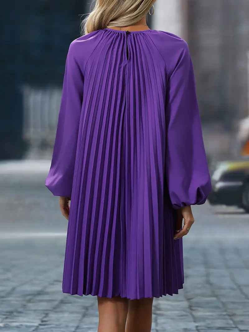 womens pleated long sleeve midi dress flared hem loose fit - Temu Canada womens pleated long sleeve midi dress flared hem loose fit - Temu Canada