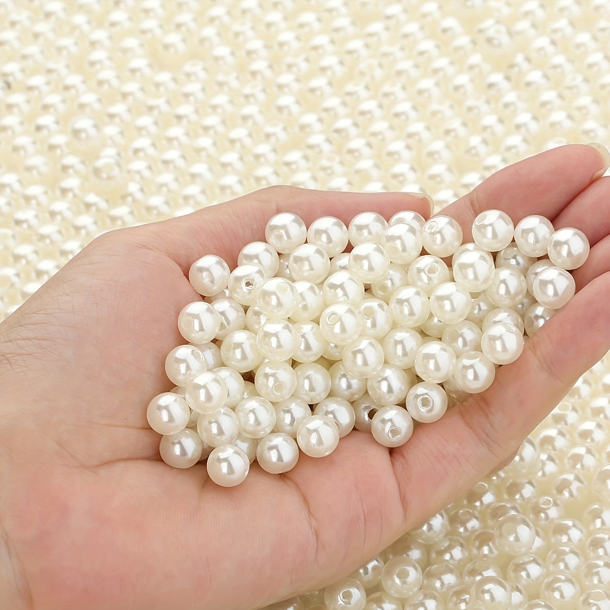 

/500 Pcs 6mm White Faux Pearl Round Acrylic Beads, Elegant Making Supplies For Bracelets, Necklaces, Earrings, Hair Accessories, Crafts, Wedding Decor, No Power Required