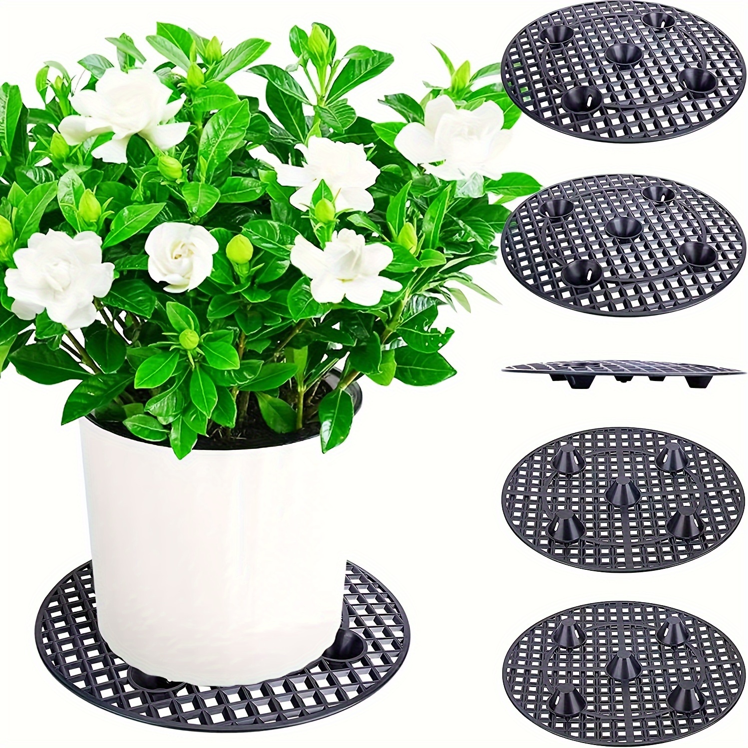 

Lot de 5 soucoupes rondes en plastique plantes - Plateaux de de durables et l'extérieur, de des des plantes en pot drainage