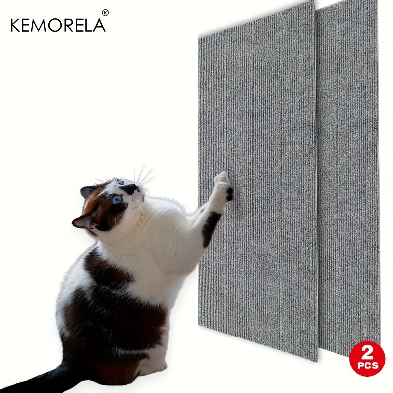 

Kemorela 2pcs Cat Mats, Self-adhesive Cat Scratching Mats, Cat Wall Furniture Protector, Wear Resistant Cat Mats