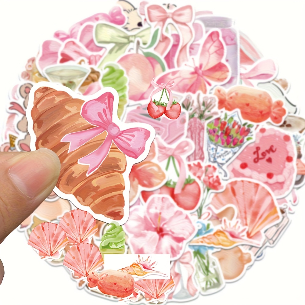 50pcs Pink Fun Graffiti Stickers Decoration Luggage Guitar Car Skateboard Notepad