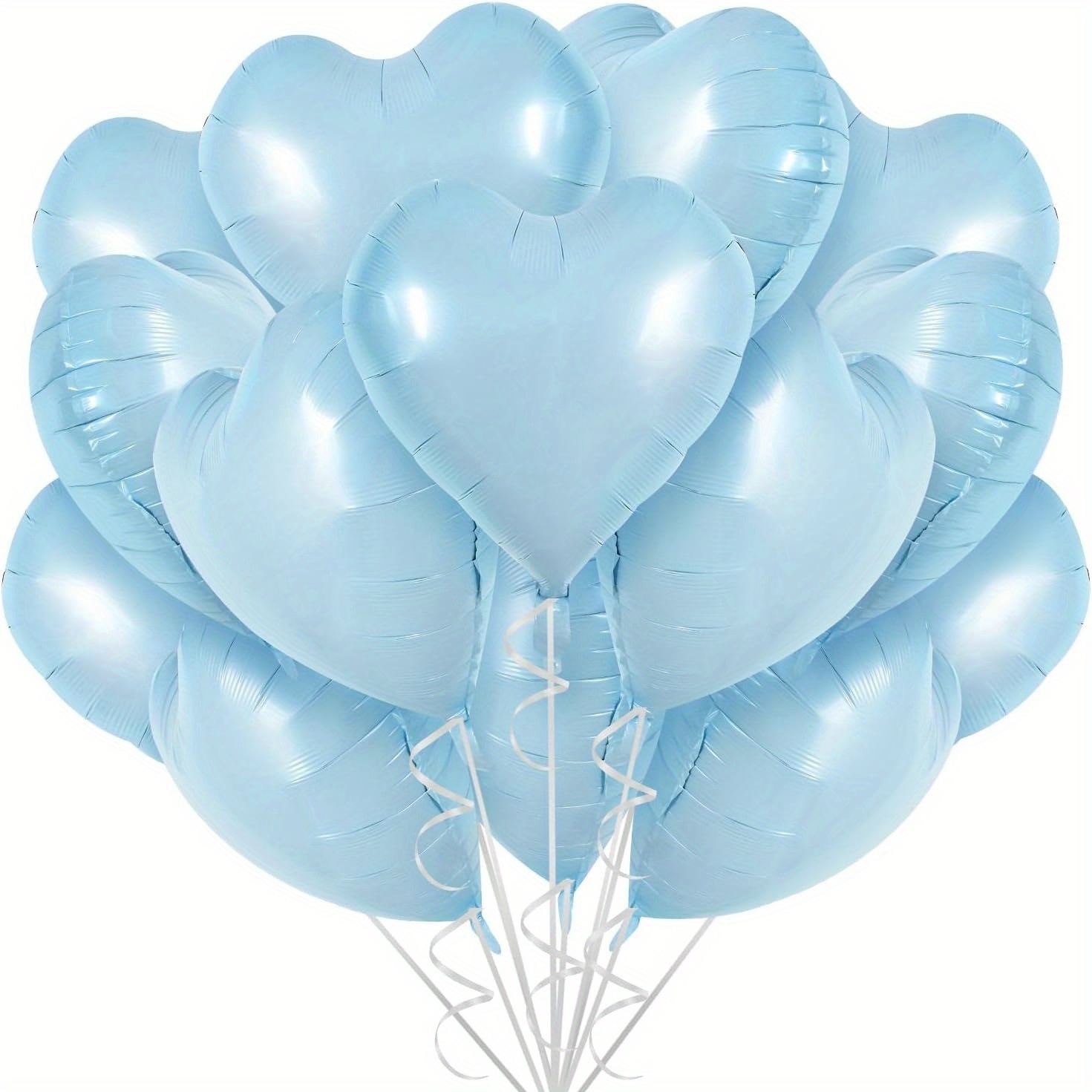 Image of 16pcs 18 Heart Balloons Pastel Blue Heart Shape Foil Mylar Balloons Decoration For Birthday Valentines Day Wedding Bridal Shower Anniversary Engagement Party Supplies
