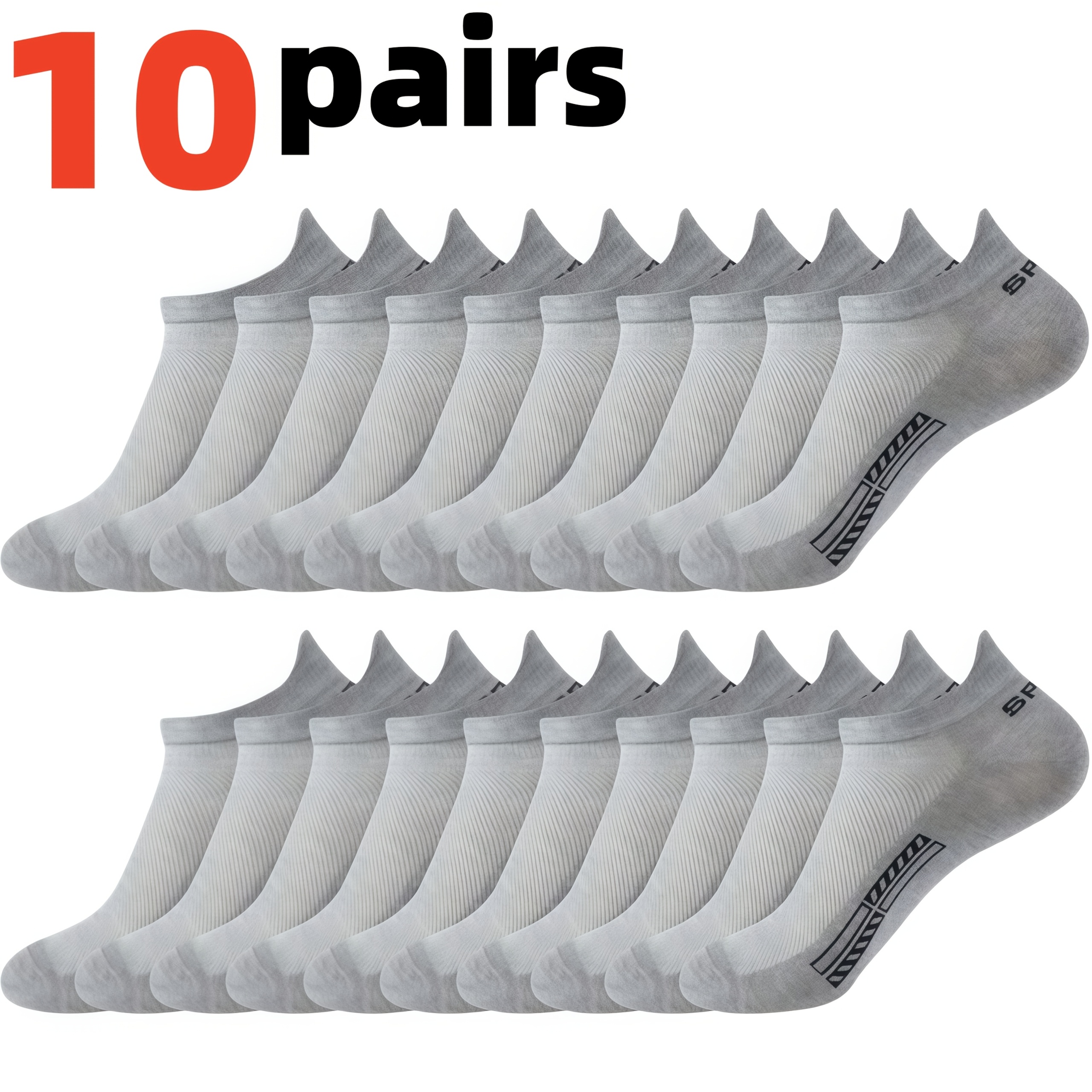 TEMU 10-pair Assorted Mesh Design Men's Sweat-wicking Breathable Sports Socks, Suitable For . Designed For And , Ideal For Sports And Business Casual