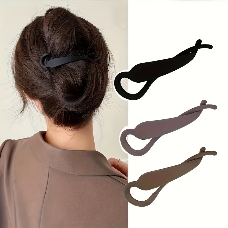 

2/3pcs Solid Color Hair Grab Clips Non Slip Hair Claw Clips Hair Bun Makers For Women Wear