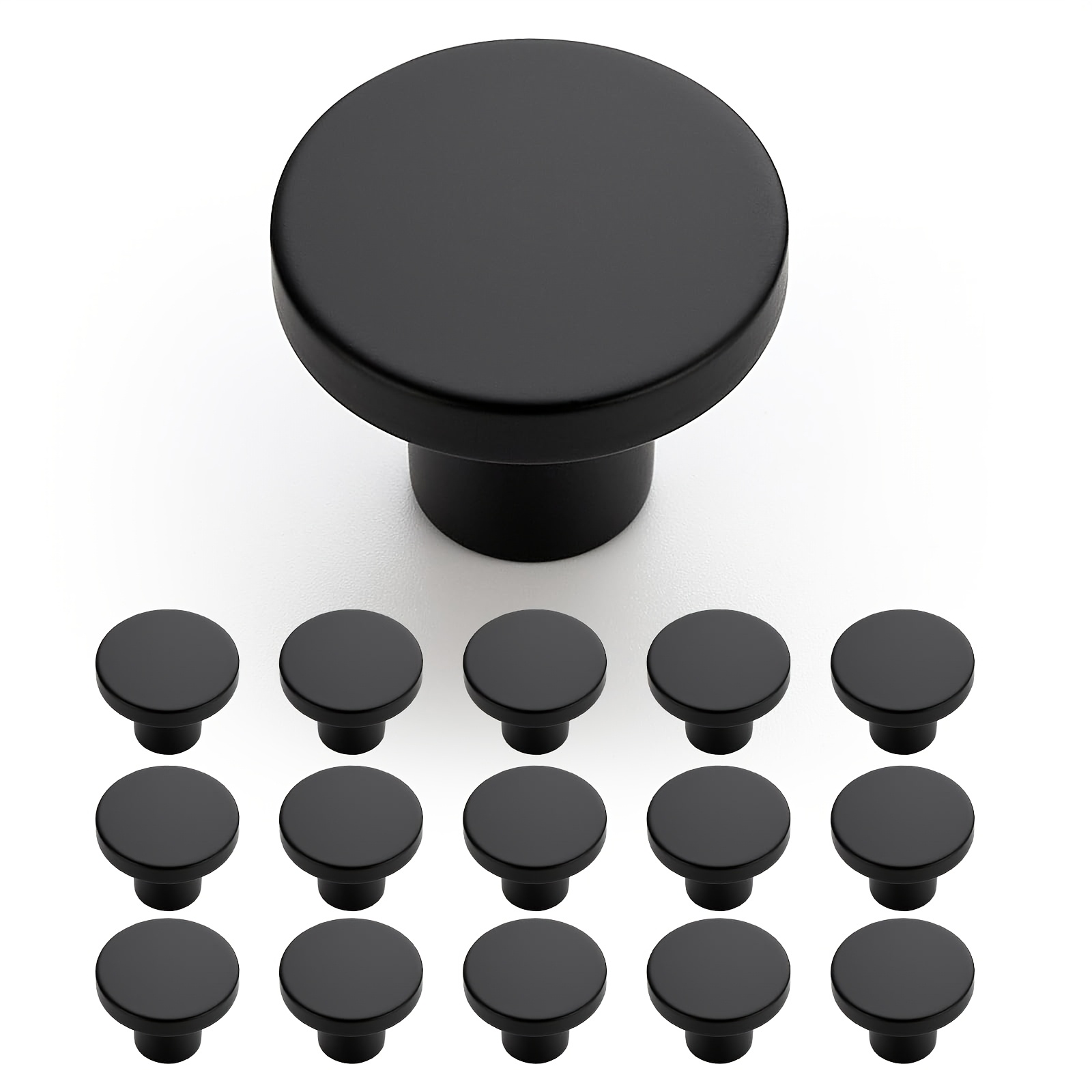 TEMU 5pcs/15pcs, Black Cabinet Handles, Matte Black Kitchen Cabinet Pulls, Round Drawer Handles, Kitchen Hardware For Wardrobe Drawers And Cabinets