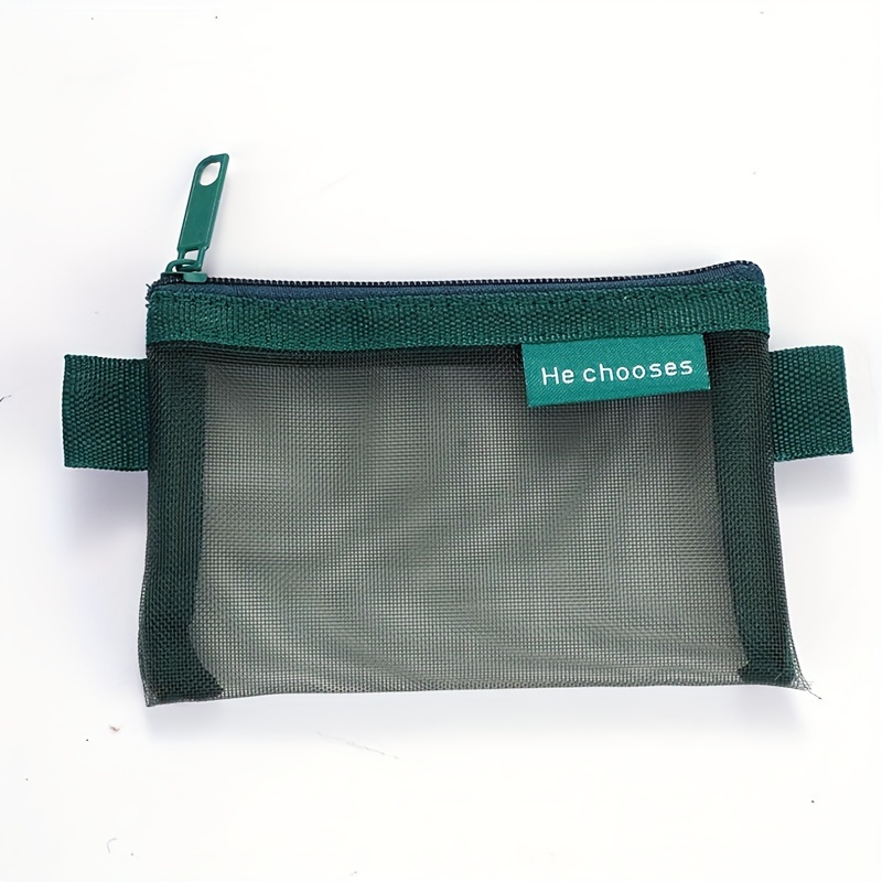 Mini Solid Color Mesh Zipper Pouch Versatile Carry Bag - Temu