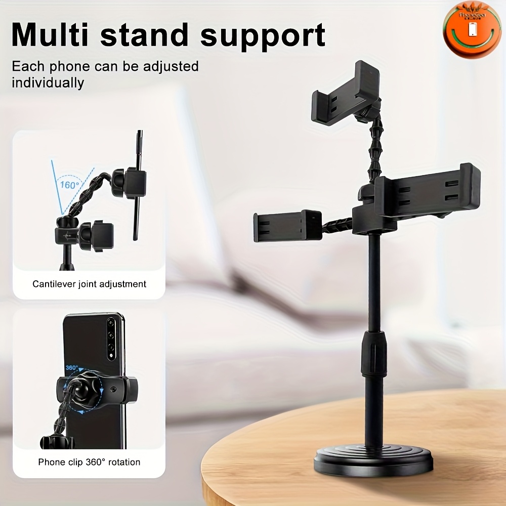 TEMU -position Live Streaming Round Phone Stand, Innovative Design For Versatile Use, Adjustable Clip Size For All Smartphones, Portable And