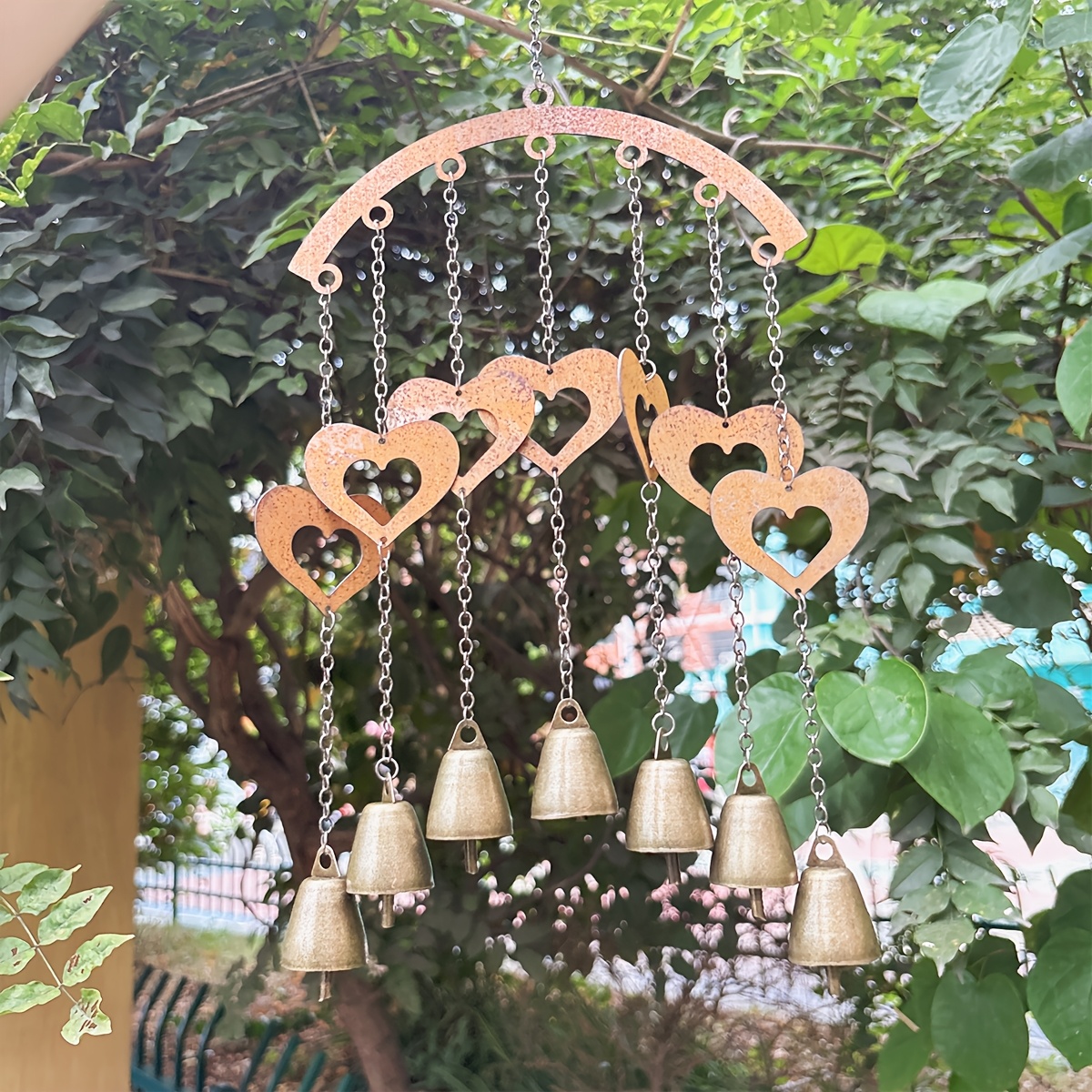E-shop 1 Stück Metall-Windspiel für draußen – Ideal für Garten, Balkon – Rustikales Metall-Windspiel mit beruhigendem Klang hängenden Röhren,