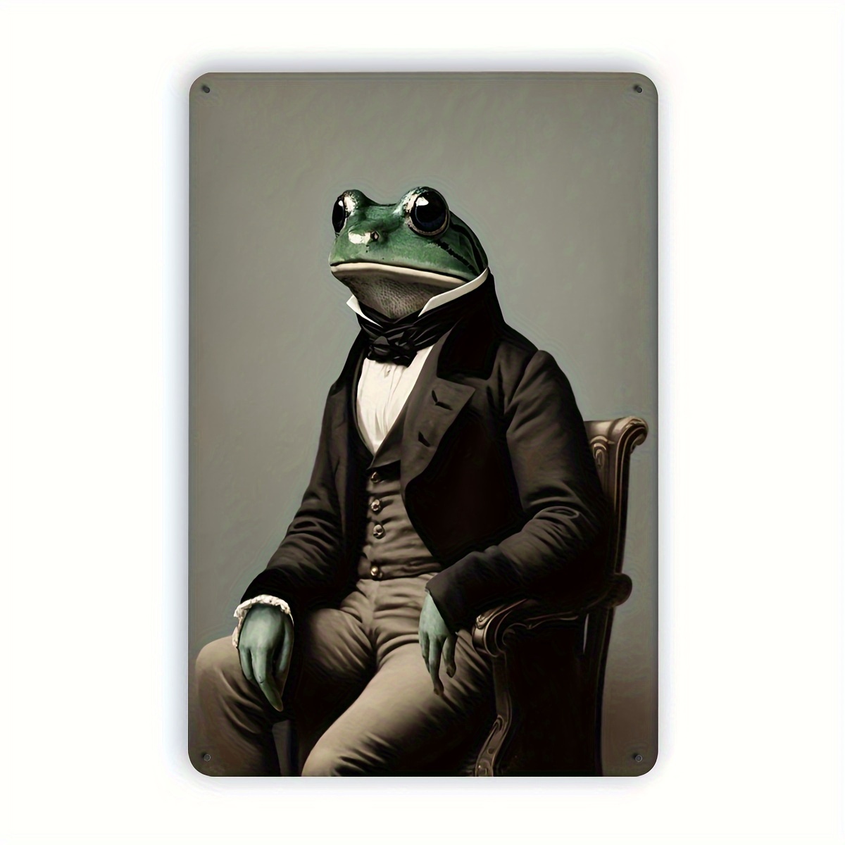 

Vintage Gentleman Frog Metal Tin Sign - Rustic Farmhouse Wall Decor For Bedroom, Cave, Or Home