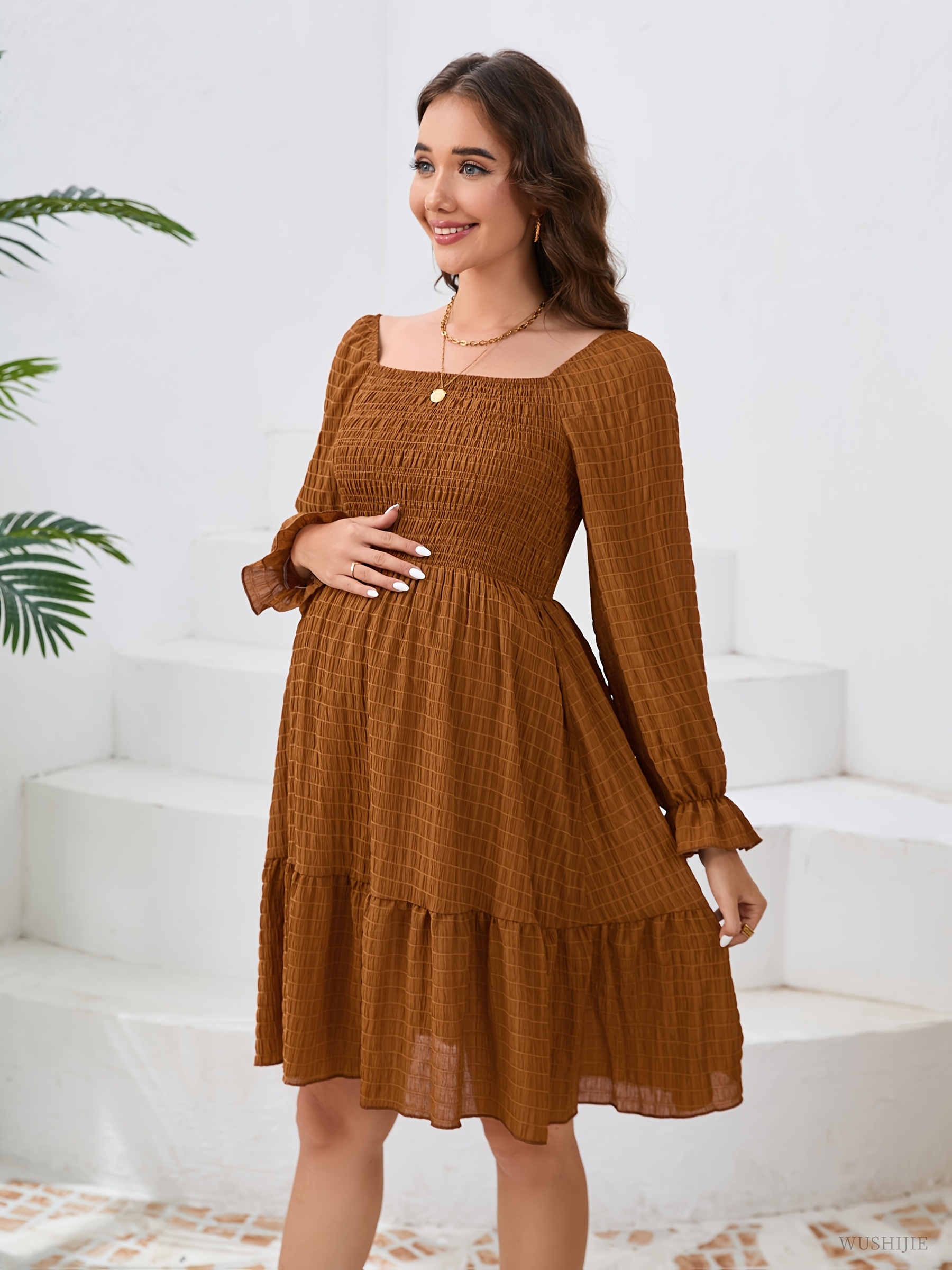 fitted lace wedding dress Pierre Maternity Dress in Merlot