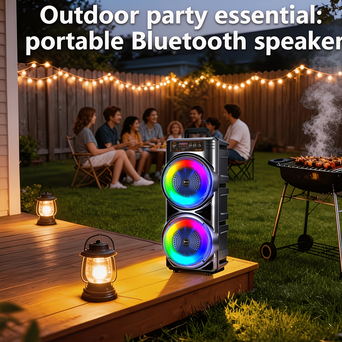 Wireless Bluetooth Speaker With Dual Speakers, , Colorful Rgb Lighting, Portable With Usb, Tf Card And Aux Support, Compatible With