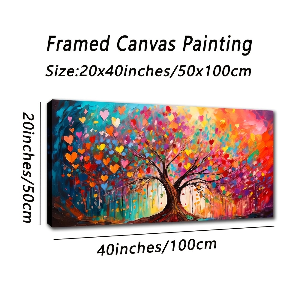 TEMU 2d Flat, 2d Flat, Large Framed Decorative Painting Featuring A Vibrant Tree Landscape, Suitable For Men And To Offices, Kitchens, Living Rooms,