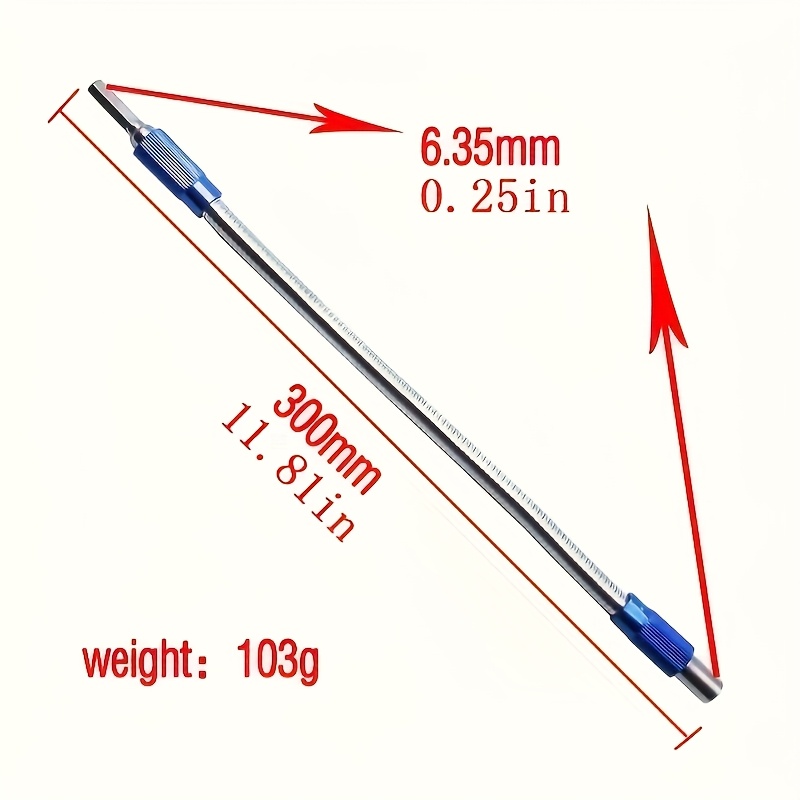 1pc 300mm Colorful Hex Shank Metal Universal Joint Flexible Shaft Bit, -changing Screwdriver Bit With Extension Rod