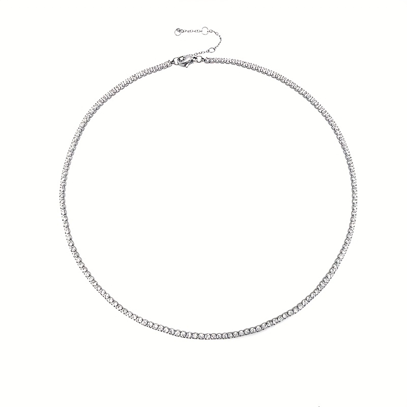 E-shop Verstellbare Edelstahl-Halskette für Frauen - Eleganter Luxuriöser Funkelnder Perlen-Choker, für Partys, & Geschenke, Ganzjährig Vielseitiger