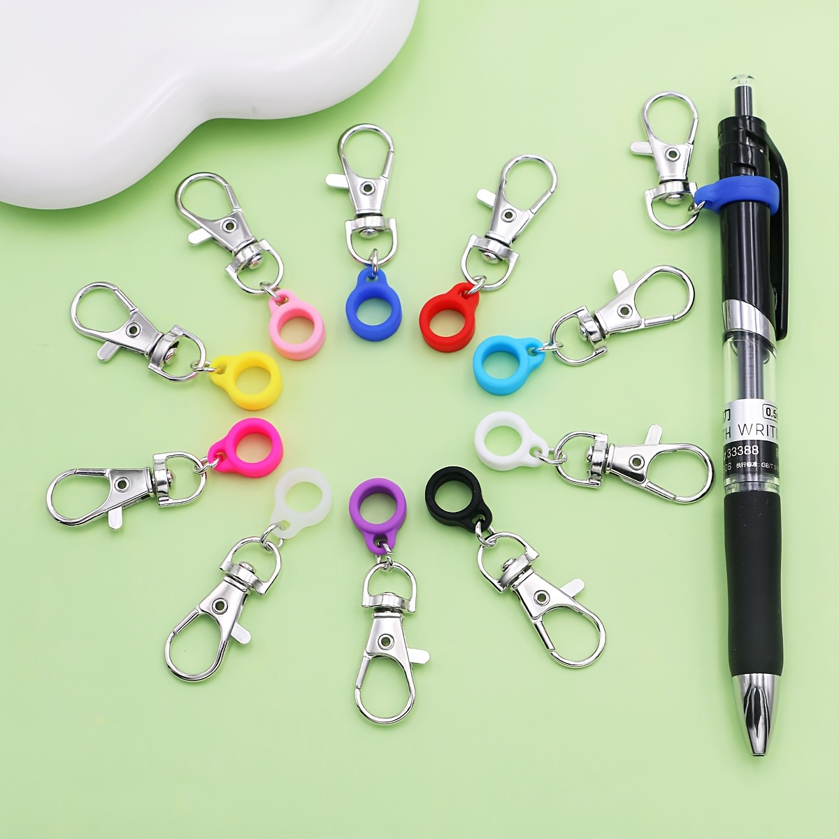 

10pcs Retractable Pen Holder With Carabiner Clips, Adjustable Silicone Anti-lost Straps, Other Metal Material, For Nurses And Doctors