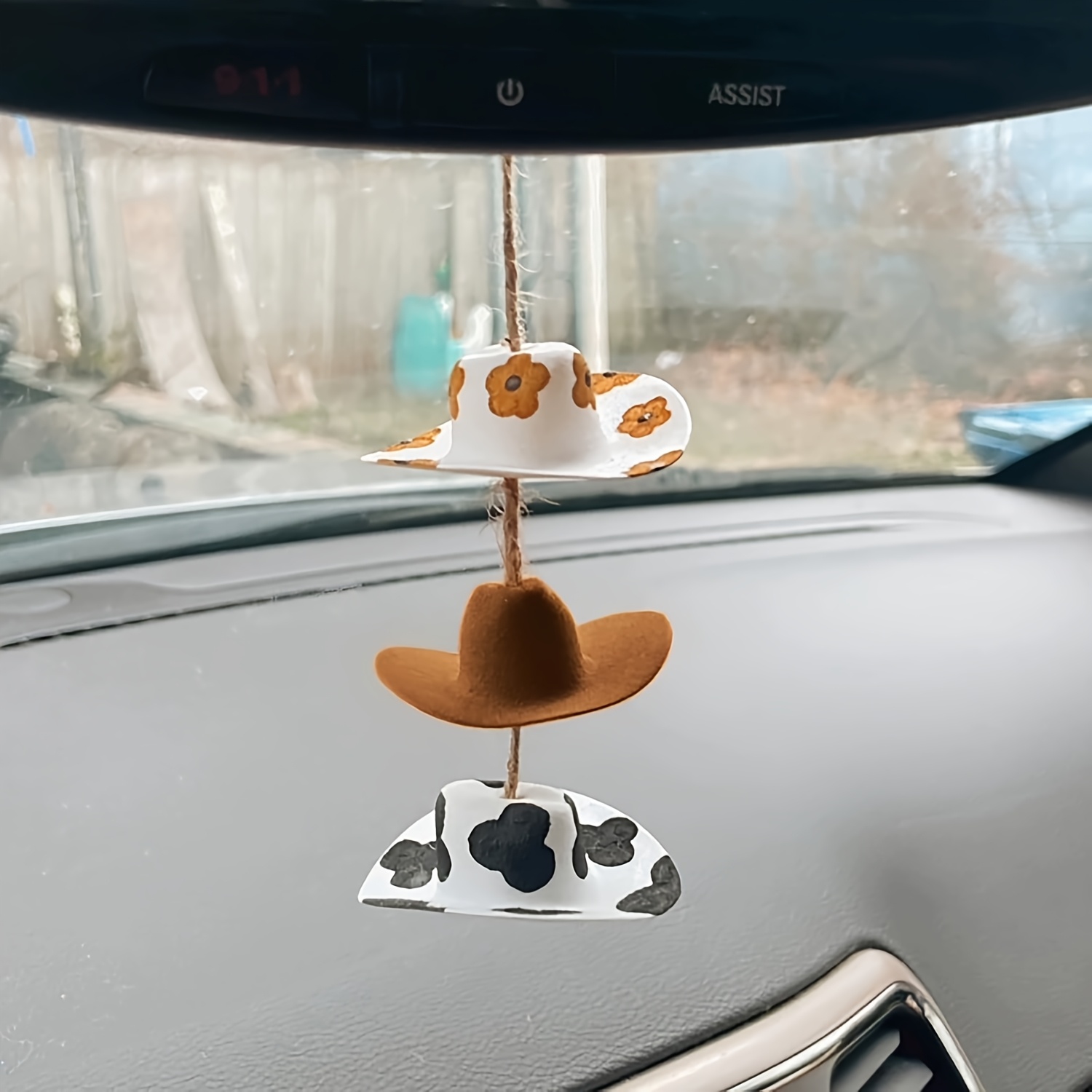 cowboy hat car charm country rear view hanging Temu United Arab