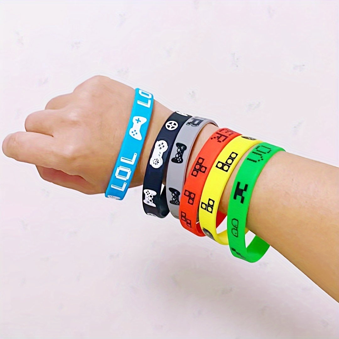 

24pcs Gamer Silicone Bracelets Set - Mixed Color Gaming Wristbands Party Favors For Video Game Players Enthusiasts, Unisex