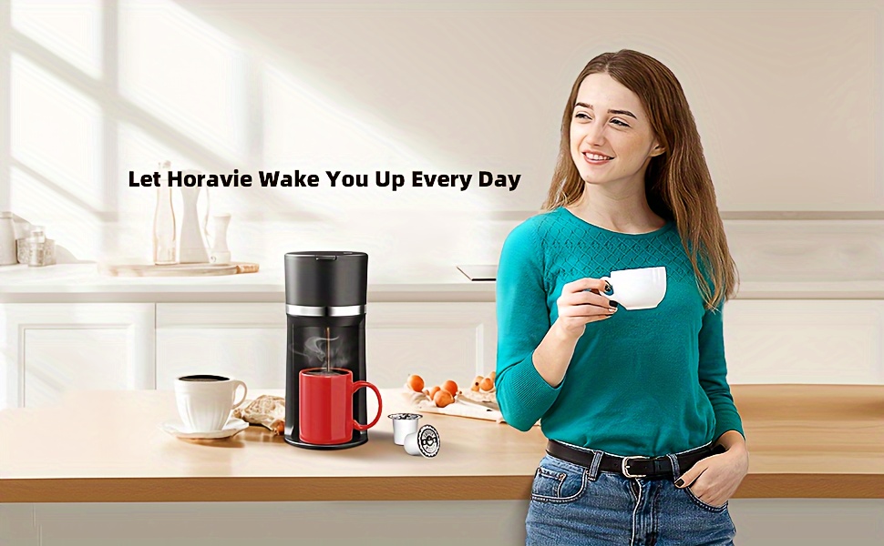 single serve coffee maker   cup pods ground coffee 6 12oz fast brew machine with auto shut off descaling alert water level window compact   for home office dorm home brewing stylish     brewing office workers details 7