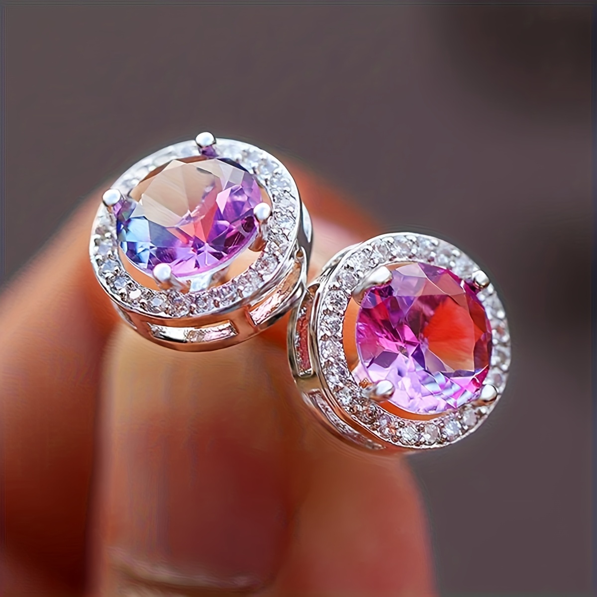 TEMU ANGOL Une paire de bijoux de mode féminine classiques et élégants de luxe avec incrustation de synthétique, parfaits pour les fêtes, , , des