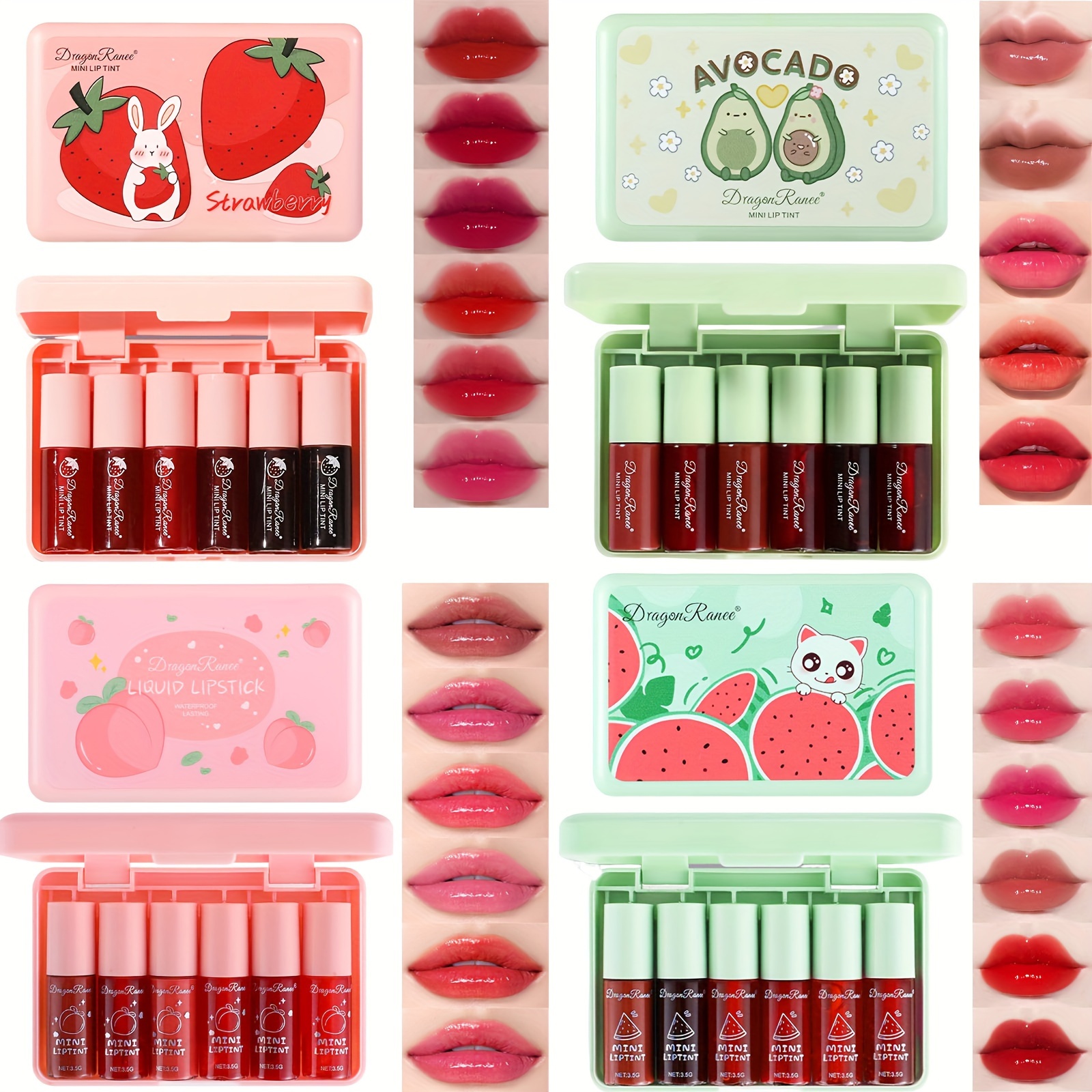 TEMU 24 Colors Lip Tint Stain Set, Lip Stain Korean Lip Gloss Long Lasting, Plumping Mini Liquid Lipstick Moisturizing Lip Tint, Multi-use Lip & Cheek Tint, Non-sticky, Lightweight,