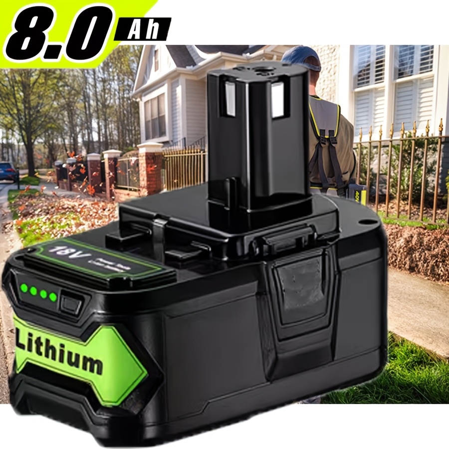 8.0ah High Capacity 18v Replacement Lithium-ion Battery For Ryobi P104 P105 P107 P108 P109 P122 For Ryobi One+ Battery For Ryobi Cordless Power Tools