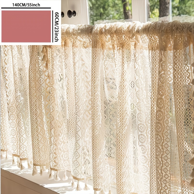 Tenda In Pizzo Macramè Bohémien Per Porta E Finestra - Pannello In Cotone Ecologico, Divisorio Hippie Chic, Camera Da Letto E Cucina (1 Pezzo)